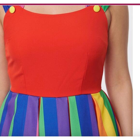 Unique Vintage Red Rainbow Swing Dress Pride, 1950s, Rockabilly Sz XS #39 - Picture 2 of 5